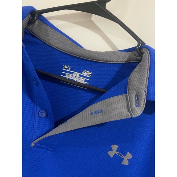 Mens Large Under Armour Golf Polo Blue - Picture 2 of 3